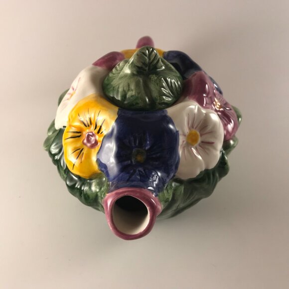 Hand Painted Floral Porcelain Decorative Teapot - Picture 4 of 7